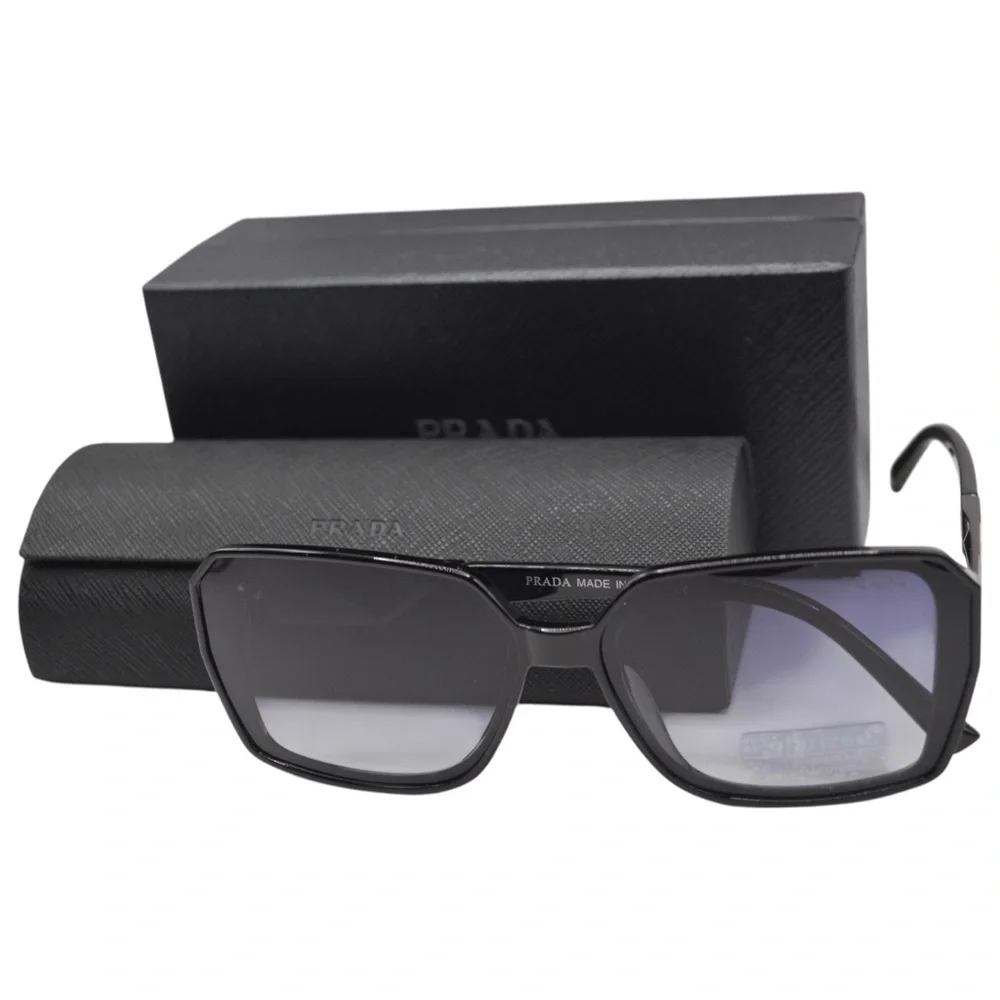 Prada Women’s Polarized Sunglasses | Black/Gunmetal | Gray-Purple Gradient - Picture 3 of 16